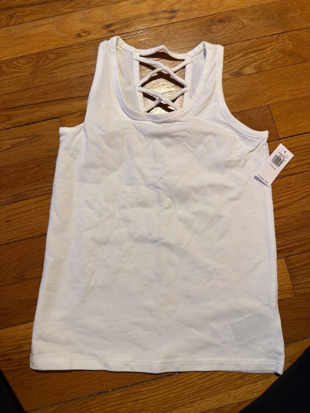 Girls White Crisscross Back Tank Top